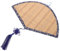 Lurrose Large Bamboo Fan Wall Decor Handwoven Floral Fabric Edging Oriental Decor for Home