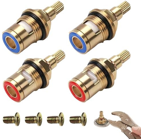 4 Pcs Mixer Tap Cartridge,Tap Cartridge Replacement Ceramic Disc Cartridg Valve,Tap Washers for Mixer Taps with Cartridge Base,Use for Kitchen Bathroom Faucet Tap Hot Cold Tap Valve
