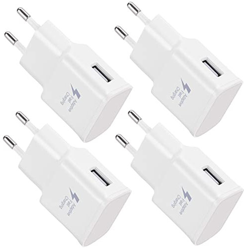 4er Pack USB Ladegerät, Universal Netzteil Netzstecker, Ersatz-Original Schnellladegerät für Samsung Galaxy S8, S9, S10, S10e 5G, S6, S7 Plus, A50, A51, A03, A13, Z Flip3