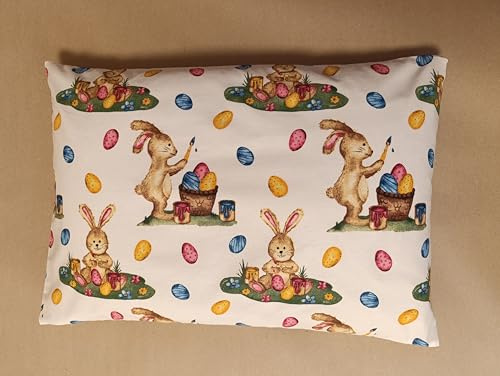 Natura - Kräuterkissen für Kinder 50 x 34 cm mit Dinkelspelz & 9 Kräutern | Bio-Baumwollbezug | Osterhase | Für ruhigen Schlaf | Geschenkidee