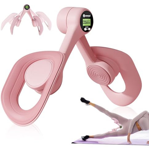 PLLYPE Oberschenkeltrainer Beckenbodentrainer für Frauen, Trainingsgerät für Weibliches Gesäß, Beintrainer Po Beinpresse Oberschenkel Beckenboden, Innere Oberschenkelübungsgeräte mit Zähler (Rosa)