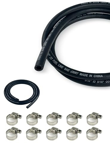 YAMAKATO 8mm 5/16 Inch ID 6FT Braided Fuel Hose SAE J30R7 with 10 Clamps