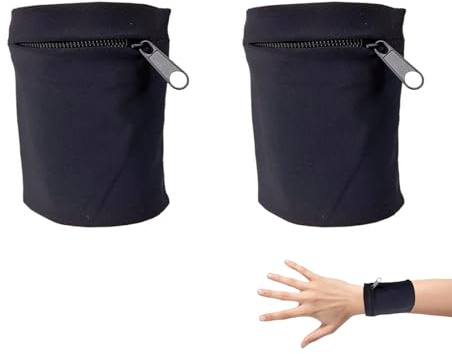 2 Stück Handgelenkbandagen, Handgelenktaschen mit Reißverschluss, Sportarmbänder mit Reißverschlusstasche, praktische Armbänder, um Schweiß zu absorbieren, für Wandern, Laufen