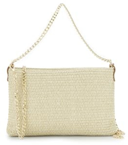 CAFèNOIR - Bast-Clutch Mit Doppeltem Kettenriemen, Für Frauen, Farbe Grau, Größe Einheitsgröße