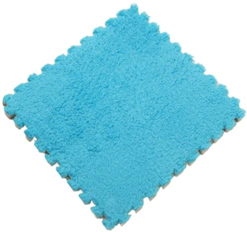 PlüSch-Puzzle-Schaumstoff-Bodenmatte, 30 x 30 x 1 cm, Weicher, Dicker, Geteilter, Ineinandergreifender Plüschschaum-Teppich für den Raumboden,Blau 1,4pcs