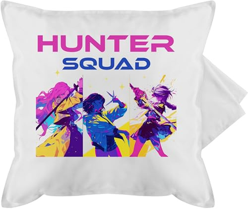 Shirtracer Kissenbezug - Anime Kissen - Hunter Squad - Dämonen K-Pop Fan Merch - 50 x 50 cm - Weiß - kpop demonhunters Pillow case Animation k pop Polster bezug Geschenke Hunters dämon jäger