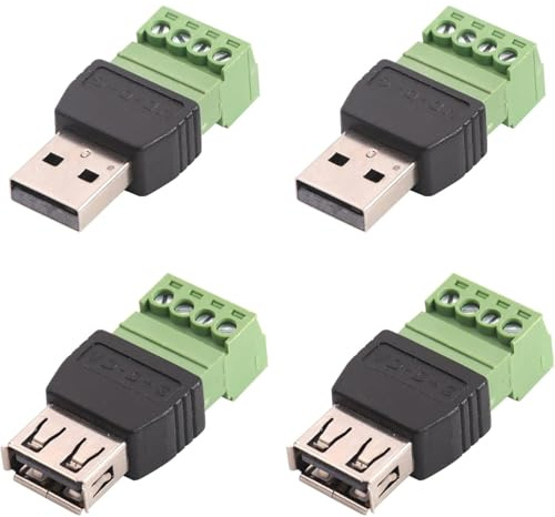 Harrisen USB 2.0 Typ A mit Schraubklemme, Stecker Buchse, 4 Stück | Schraubklemme, 4 poliger Schraubanschluss, Tragbar, 300V 8A