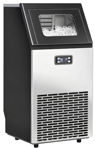 HOMCOM Commercial Ice Maker Machine, Self-Cleaning, Stainless Steel, 11kg | Freestanding Ice Machine, LCD Display, 45kg/24 Hours, for Home, Office, Bar, Restaurant, Supermarkets