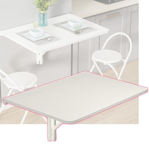 ZIUSFAC 80cm Arbeitstisch Schwimmender Wäscheklapptisch Wandmontage Schreibtisch Küche Schweberegal Holz Klappbarer Computertisch Wand Klapptisch Weiß