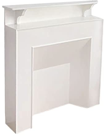 Dekorativ Französischer Kamin, Kaminsims, Kaminverkleidung, dekorativer Schrank, Wohnzimmer, Eingangsbereich, Flur, luxuriöses Wand-Sideboard – elegantes, weißes Hochglanz-Finish(Klein)