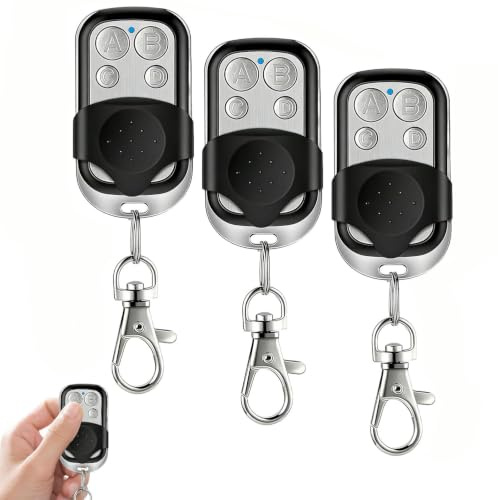 Telecommande Universelle Portail Compatible 433,92 MHz pour porte de garage, Télécommande Portail Garage sans Fil à 4 Boutons pour Porte de Garage et Voiture - 3 Pièces