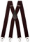 Olata Hosenträger Herren breit – Mehrzweck Hosenträger X-Form mit überkreuzten Riemen und Karabinerhaken – 4 cm. Dunkelbraun (Silber Clips)