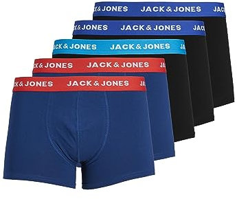 Jack & Jones Herren JacLee Trunks 5 Pack Boxershorts, Blau (Surf The Web Detail: Surft The Web/Estate Blue/Blue Jewel), S EU