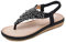 Sandalen Damen Sommer Flip Flops Bohemian Flach Zehentrenner mit Strass, 39 EU, Schwarz 023
