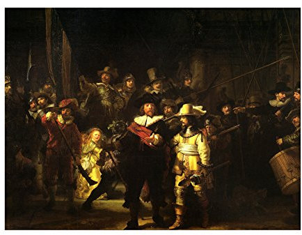 Kunstdruck Poster - Rembrandt Die Nachtwache 80x60 cm ca. A1 - Alte Meister Bild ohne Rahmen