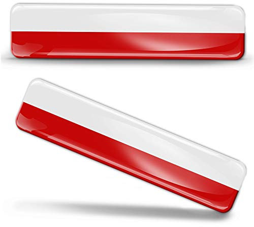 Biomar Labs® 2 x Aufkleber 3D Gel Silikon Stickers Poland Flag Polen Polnische Flagge Fahne Flag Autoaufkleber F 16