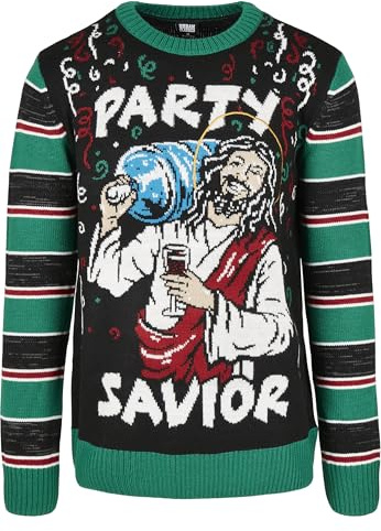 Urban Classics Unisex Pullover Savior Christmas Sweatshirt Ugly Sweater, Weihnachts-Pulli für Männer und Frauen, Größen S - XXL