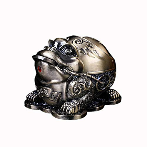 Winddichter Aschenbecher mit Kröten/Frosch-Motiv, Vintage-Stil, für Zigaretten mit Deckel, Metall, tragbar, dekorativ, für drinnen und draußen, tolles Geschenk für Männer und Frauen