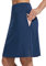 baleaf Damen Tennisrock Knielang Sportrock hoher Taille Golfrock Outdoorrock mit Tasche Blau S