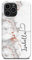 iCaseDesigner Personalised Marble Glitter Flowing Name with Heart Phone Case for Apple iPhone 11 Pro Max - 17. Grey Marble with Faux Rose Gold Vertical Name