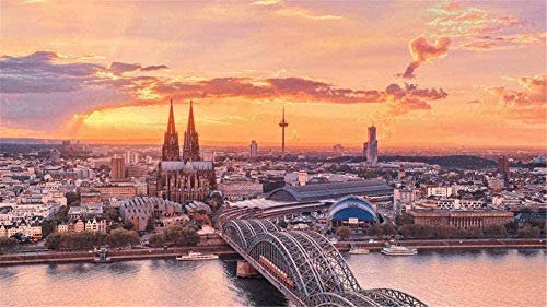 DINGQING 5d Diamond Painting Kits Köln Diamond Painting Sets für Erwachsene Full Drill Painting Kreuzstich Kunsthandwerk für Wohnwanddekoration 30 * 40cm
