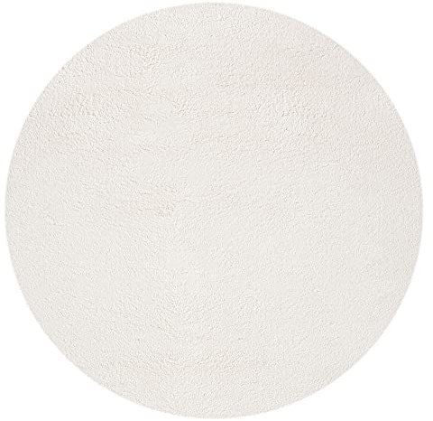 Mia's Teppiche Olivia Wohnzimmer/Schlafzimmer Teppich - waschbar - 200 cm Rund, Creme