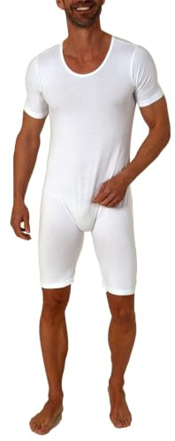 Normann Care Pflegebody Kurzarm - Unisex - mit Beinreißverschluss, Grösse:XL, Farbe:Weiss