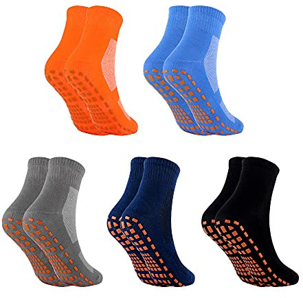 Merclix 5 Paia Calze Antiscivolo Uomo, Calzini Antiscivolo Uomo per Sport, Pilates, Danza, Ginnastica, Balletto