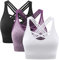 ANGOOL Damen Sport BH ohne Bügel Gepolstert Yoga Bra Kreuz Rücken Sport Bustier für Jogging Fitness, Schwarz+weiß+violett, XL