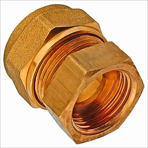 MegaHaustechnik Übergang flachdichtend mit Dichtung 22x1“ mit 1 Zoll Innengewinde IG für Kupferrohr Außendurchmesser 22mm Schraubfitting Klemmringverschraubung aus Messing Trinkwasser geeignet