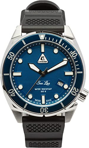 CRESSI Sea Lion Watch Plata/Azul 300m - Reloj de Buceo Profesional Unisex, Edición Limitada 100% Swiss Made, Estanco hasta 300 Metros