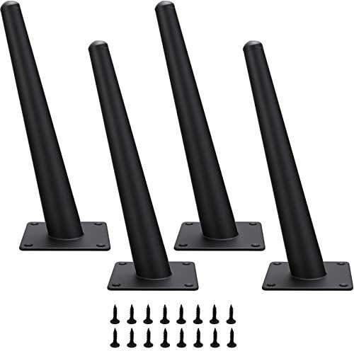LONGZG 4 Stück Möbelfüße Schwarze Metall, Modern-Stil, mit Schrauben, DIY Ersatz Tischbeine, verwendet für Sofa, TV-Schrank, Schrankfüße und andere Möbelbeine. (20cm, Schwarz-Schräg Konisch)