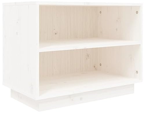 vidaXL Schuhschrank Schuhregal Schuhablage Schuhständer Schuhaufbewahrung Schuhtruhe Schuhorganizer Flurschrank Weiß 60x34x45cm Massivholz Kiefer