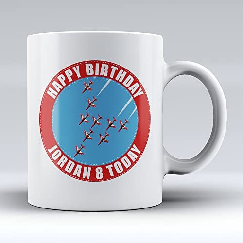 Curved Banana Red Arrows - Personalised 10oz Ceramic Mug