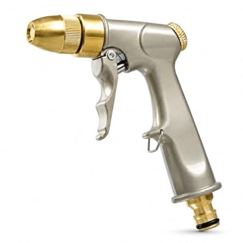 RGN-N025-EU/RUJOI Tuyau d'arrosage en métal premium avec 4 motifs - Pulvérisateur à main, pistolet d'arrosage, brumisateur - Embout tuyau arrosage inclus