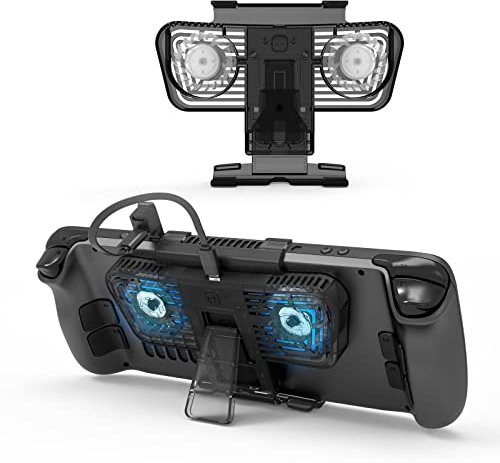 Steam Deck Cooling Fan, Dual Cooling Fan for Nintendo Switch, Switch OLED or Steam Deck with Cable - Black