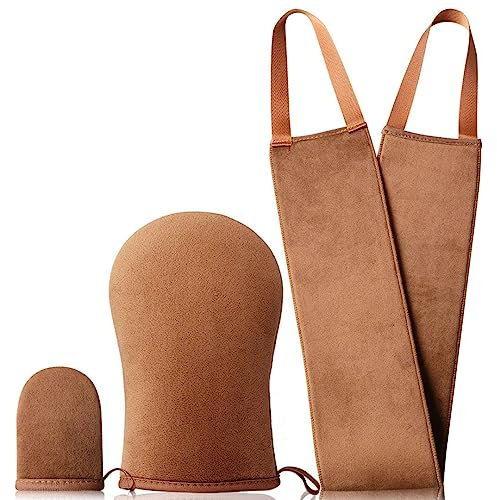 Selbstbräuner Handschuh- Handschuh Selbstbräuner Bräunungshandschuh Set mit Handschuh für Selbstbräuner, Selbstbräuner Rücken Applikator, Gesichtsbräunerhandschuh, wiederverwendbarer Tanning Handschuh