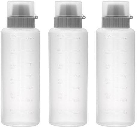 SUMNACON 3 Pcs Condiment Squeeze Bottle 5 Hole Salad Dressing Container, 350ml Porous Sauce Dispenser Syrup Bottle Ketchup Bottle with Lid for BBQ Cooking (Clear)