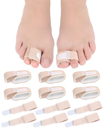 Uwbettry 12 Pack Fabric Hammer Toe Correctors, Hammertoe Straightener, Reusable Toe Buddy Wrap Protective Broken Toe Wraps, Toe Splint for Broken Toe, Crooked toes, Bent Toes …