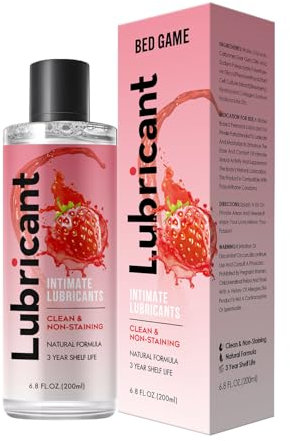 Lubrifiant Intime à Base d'Eau (Saveur Fraise) - Gel Non Collant Longue Durée pour Massages & Préliminaires - Sans Rinçage, Sans Parabènes - Couples & Plaisir Féminin
