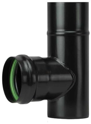 Tubo per Stufa a Pellet in Acciaio rivestito con smalto porcellanato Nero per Canna Fumaria (Raccordo a T - M/F, Diametro 8 Ø cm)