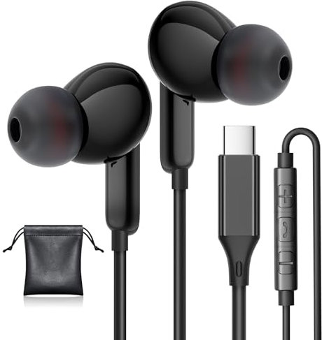 Cuffie USB C, auricolari di tipo C per Samsung S25/S24 Plus/S24 Ultra Wired con microfono Volume Stereo Controllo in-Ear Auricolari compatibili per Samsung S23 S22 S21 A54 iPhone 15/16 Pro Max