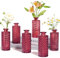 ComSaf Glass Bud Vases Set of 6, Small Diamond Bud Vases in Bulk, Mini Flowers Vases for Centerpieces, Vintage Decor Centerpiece for Table, Wedding Recepetion, Home, Housewarming Gift (Wine Red)