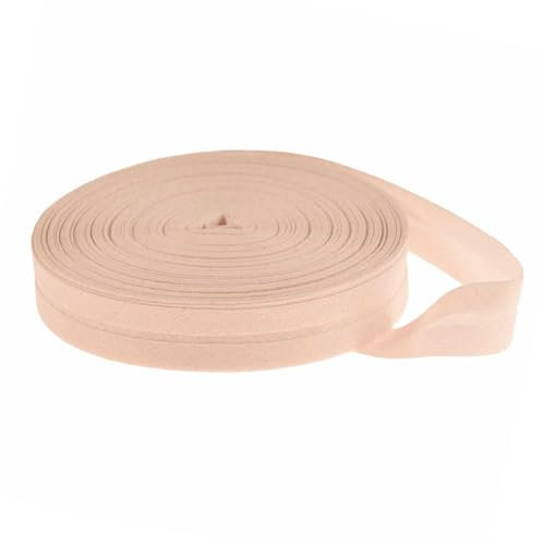 25m Baumwoll-Schrägband 14mm gefalzt, Farbwahl - Einfassband Nahtband Kantenband, Farbe:altrosa