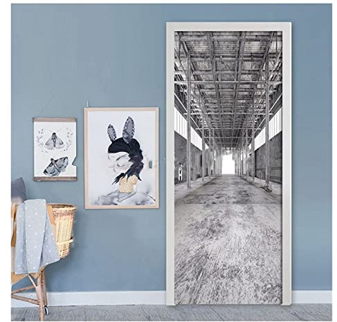 Türaufkleber Türtapete Türbilder Türposter Kreativer Industrieller Wind-Zement-Rahmen-Tür-Aufkleber-Wandbild PVC Selbstklebendes 3D Für Wohnzimmer-Schlafzimmer-Tür-Dekor (Größe : 95x215cm)