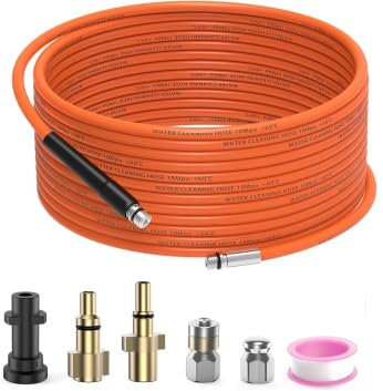 OHAYORI 15M Pressure Washer Drain Pipe Hose Cleaning Kit with Jet Nozzle and Rotating Jet Nozzle for Karcher K Serie K2 K3 K4 K5 K6 K7, Sewer Jetter Hose with Adapter for LAVOR and Bosch AQT