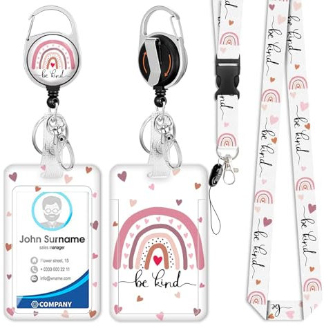 JKDHJK Ausweishülle mit Band, Kartenhalter Ausweis mit Drehbarer Karabinerverschluss, für Frauen,Männer, Lehrer, Krankenschwestern, Student,Doktor Quick Release Buckle