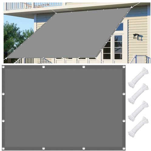 Vela Ombreggiante 140 x 280 cm Tenda da Sole Parasole, Impermeabile Rettangolare con Occhielli, Pes Protezione UV 98%, per Giardino Terrazzo e Campeggio, Grigio Chiaro
