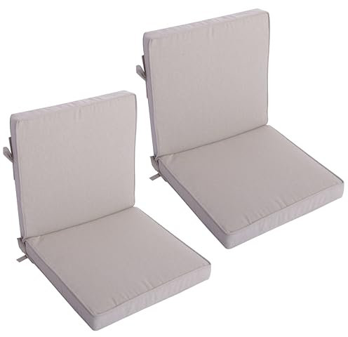 LILENO HOME Gartenstuhl Auflagen als [2er Set - Niedriglehner] in Creme - Bequeme Liegen als Sitzauflagen für Gartenmöbel - Stuhlkissen für Gartenstühle und Klappstühle Dub
