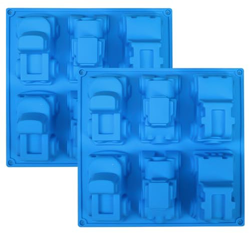 YXHZVON 2 Stück Auto Silikonformen Backen,Antihaft Silikon Backformen mit 6 Formen von Autos,BPA Free Silikonform Deko Motivform für Party Hergestellt Kuchen, Brot, Schokolade, Dessert pudding